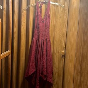 Festival Dress Burgundy tie back Renaissance Faire Bohemian